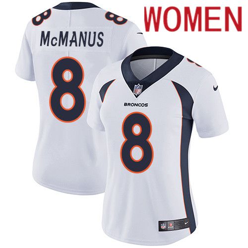 Women Denver Broncos 8 Brandon McManus White Nike Vapor Limited NFL Jersey